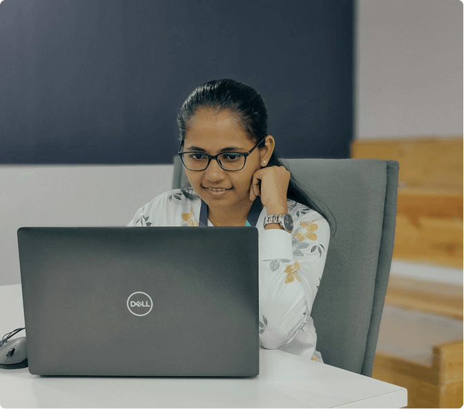 Candidate working on laptop